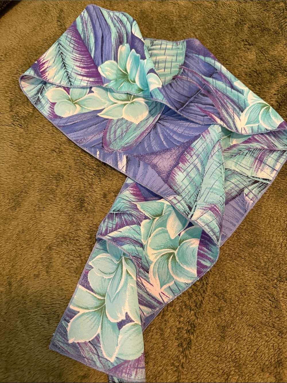 Tropical Floral Scarf in Teal & Purple